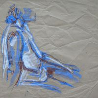 Becky, ten minute pose, pastel on wrapping paper. Figure drawing, pastel