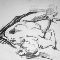 Becky, October 2017. Graphite. Life drawing, graphite, female