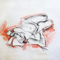 Cameron, March 2019. Graphite & soft pastel, A2. Life drawing, graphite, soft pastel, female
