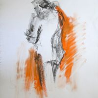 Graham, January 2019. Fifteen minute pose. Graphite & soft pastel, A2. Life drawing, graphite, soft pastel