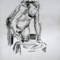 Graham, June 2019. Graphite, A2. Life drawing, graphite, male