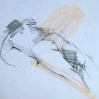 Jamie, June 2017. Graphite & pastel, A2. Life drawing, graphite, pastel, male