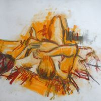 Jamie, June 2018. Soft pastel. A2. Life drawing, soft pastel, male