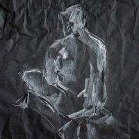 Jamie, October 2019. Pastel on wrapping paper. Life drawing,pastel, male