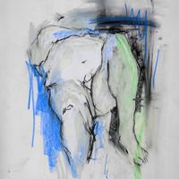 Jamie, October 2018. Conté crayon & soft pastel, A2. Life drawing, conté crayon, soft pastel, male