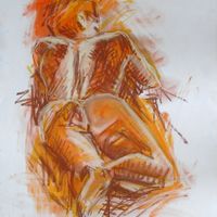 Kat, June 2019. Soft pastel. Life drawing, soft pastel, female