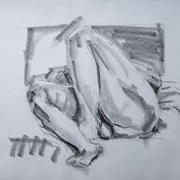 Pauline, May 2017. Graphite, A2. One of a series of drawings from a 1hr pose. Life drawing, graphite, female