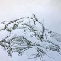 Pauline, October 2016. Graphite, A2. Life drawing, graphite, female