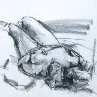 Penny, December. Graphite, A2. One of a series of drawings from a 2hr pose.