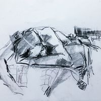 Rich, December 2016. Graphite, A2. Life drawing, graphite, male