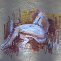 Rich, October 2019. Soft pastel, acrylic marker on wrapping paper. Life drawing, acrylic marker, pastel, male
