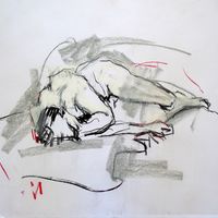 Rich, February 2019. Conté crayon & soft pastel, A2. Life drawing, conté crayon, soft pastel