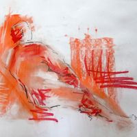 Richard, January 2019. Graphite & soft pastel, A2. Life drawing, graphite, soft pastel