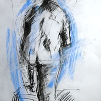 Richard, July 2017. Conté crayon & pastel. Life drawing, graphite, conté crayon, pastel, male