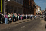 Members of the public queue to view the trenches dug during the search for the remains of Richard III