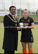 Chloe Rogers receives her award from Leicester's Lord Mayor