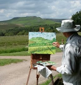 Oil painting, Longshaw Estate,looking towards Higger Tor & Carl Wark