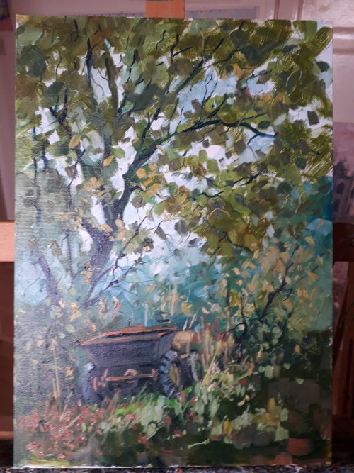 Oil painting in the grounds of a friend's house in Troway,Derbyshire.
