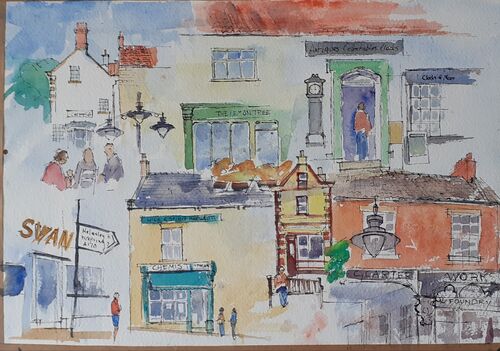 Kirkbymoorside North Yorkshire,watercolour.