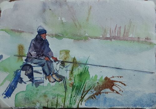 Fisherman at Ford pond, Ridgeway