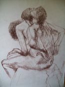 Enjoyed this very much.This involved three short poses,drawn one on top of the other.For this study I used Conte crayon.