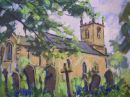 SOLD.Dore Church,Sheffield.This was painted one evening when our art club met up at Dore,took a couple of hours.Then into the pub.