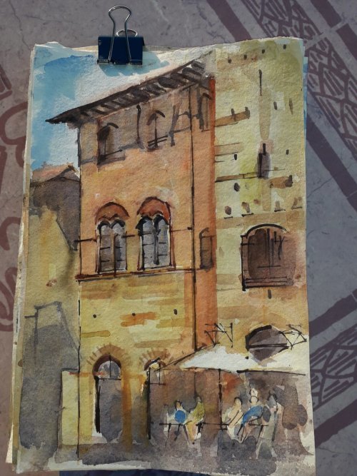 Watercolour,San Gimignano, Italy.