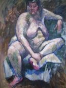 This acrylic paintingtook several hours using a very large brush.