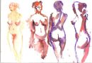 4 five min sketches using watercolour on good quality paper.