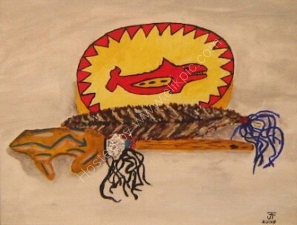 Drum, Feather and Rattle.