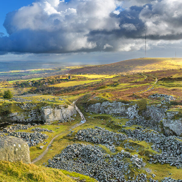 Caradon Hill, with the Cheeswring Quarry in the foreground.