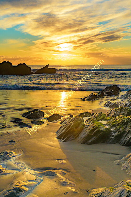 Sunset over Freathy Beach.