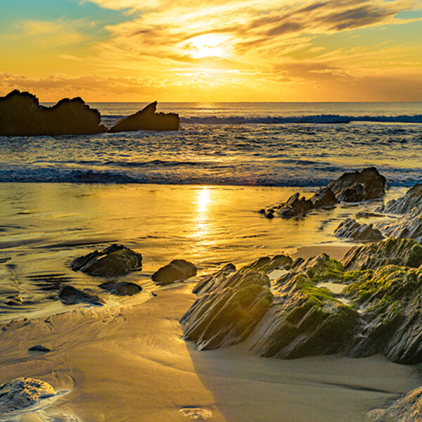 Sunset over Freathy Beach.