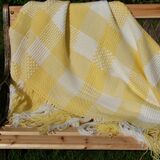Yellow and White Acrylic Blanket/Throw