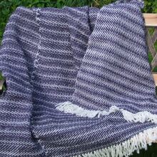 Purple & Ecru Wool Blanket or Throw