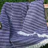 Purple and White Wool Blanket/Throw