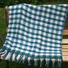 Blue/Green and White Acrylic Blanket/Throw