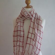 Linen and Cotton Scarf in Red and White Checks