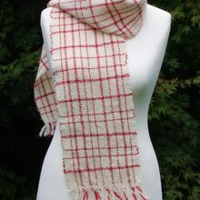 Wool Scarf White and Red