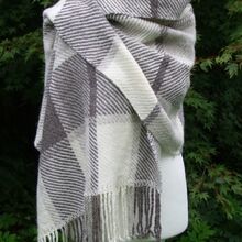 Natural British Wool Wrap in Grey and White