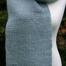 Grey Blue and Ecru Wool Scarf