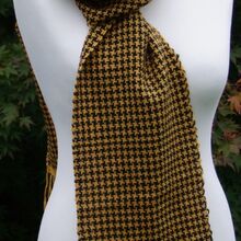 Gold and Black Dogtooth Scarf in Acrylic wool mix.