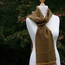 Gold and Black Dogtooth Scarf in Acrylic wool mix.