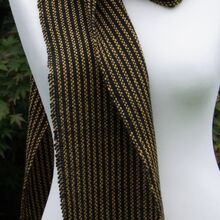 Black and Gold Striped Acrylic & Wool Scarf