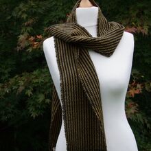 Black and Gold Striped Acrylic & Wool Scarf