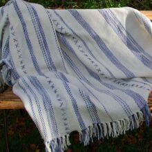 White and Blue Striped Wool Blanket