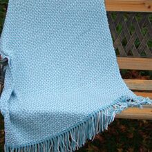 White and Turquoise Cotton Small Throw or Blanket