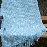 Turquoise and White Small Cotton Blanket