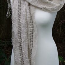 Natural & Olive Linen & Cotton Shawl or Wrap
