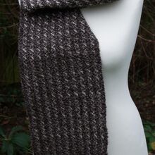 Natural Wool Scarf in Ecru and Brown Mix.